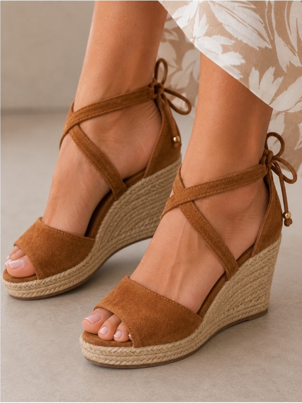 Ugg Reagan Suede Wedge Espadrille Sandals - Size 7